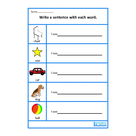 Writing Sentences- 30 Worksheets with Prompts